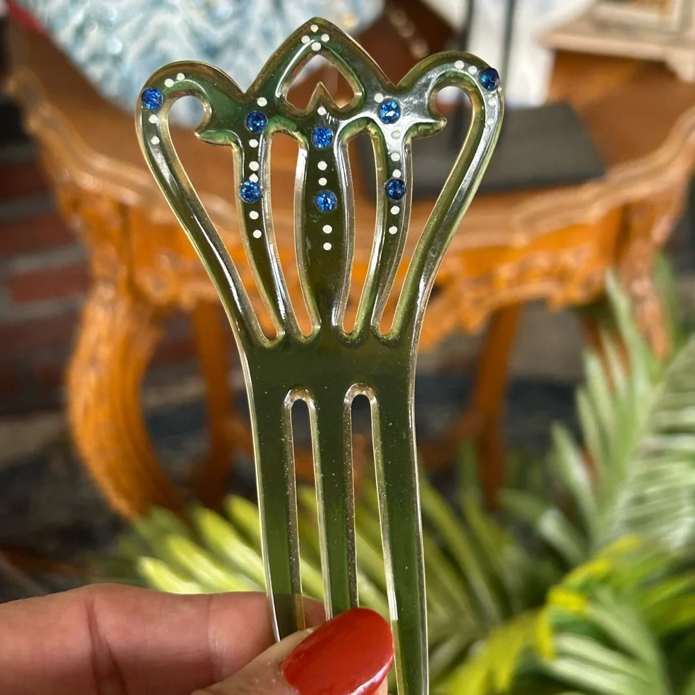 Vintage Green Hair Comb